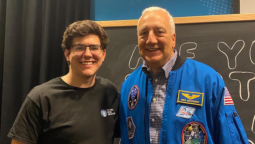 Matthew Werneken (left) with mentor, Professor Mike Massimino, pictured at Columbia Space Initiative’s “Are you Smarter than an Astronaut” event